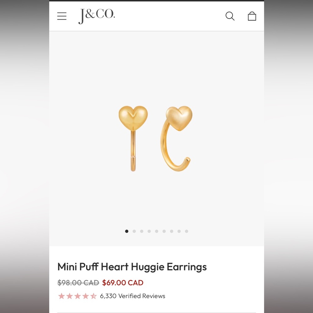 Gold Heart Huggie Earrings